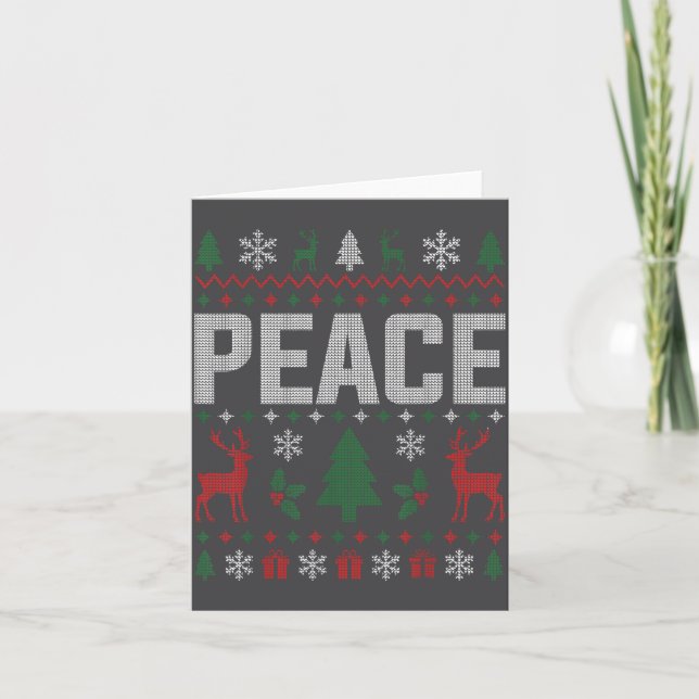 Peace I Come In Peace Couple Matching Ugly Christm Card (Front)