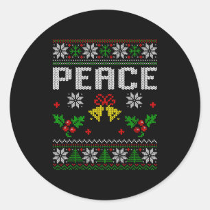 Peace I Come In Peace Couple Matching Ugly Christm Classic Round Sticker