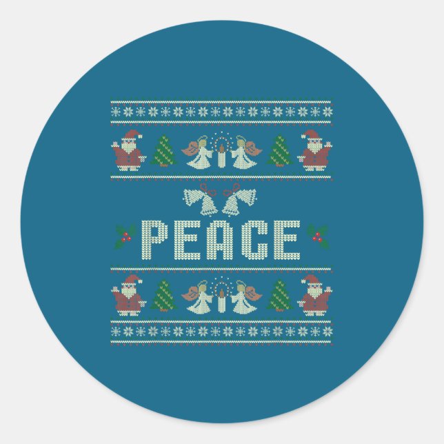 Peace I Come In Peace Couple Matching Ugly Christm Classic Round Sticker (Front)