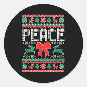 Peace I Come In Peace Couple Matching Ugly Christm Classic Round Sticker