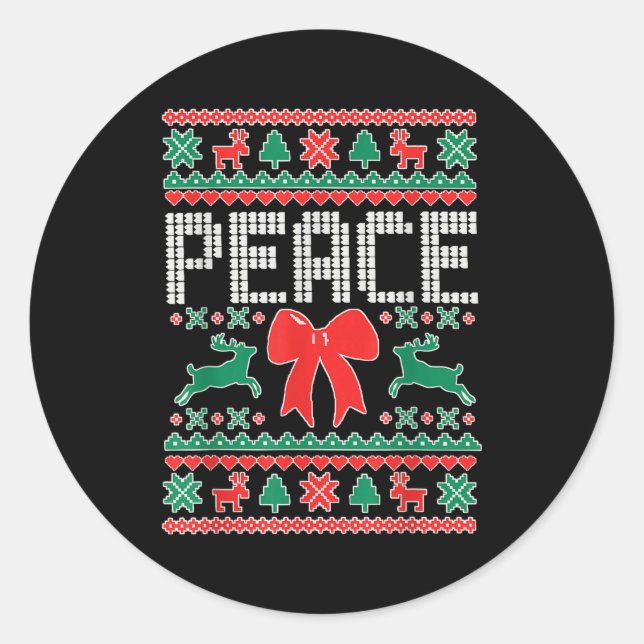 Peace I Come In Peace Couple Matching Ugly Christm Classic Round Sticker (Front)