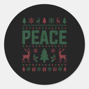 Peace I Come In Peace Couple Matching Ugly Christm Classic Round Sticker