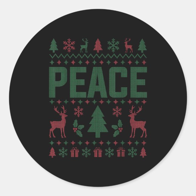 Peace I Come In Peace Couple Matching Ugly Christm Classic Round Sticker (Front)