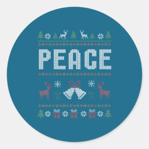 Peace I Come In Peace Couple Matching Ugly Christm Classic Round Sticker