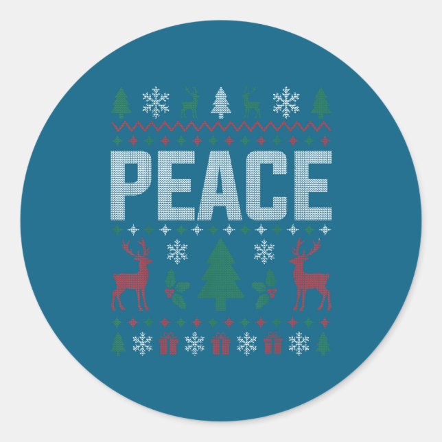 Peace I Come In Peace Couple Matching Ugly Christm Classic Round Sticker (Front)