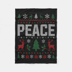 Peace I Come In Peace Couple Matching Ugly Christm Fleece Blanket