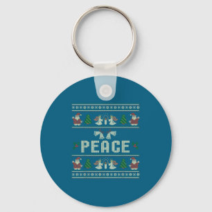 Peace I Come In Peace Couple Matching Ugly Christm Key Ring