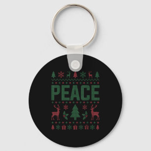 Peace I Come In Peace Couple Matching Ugly Christm Key Ring
