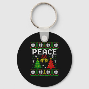 Peace I Come In Peace Couple Matching Ugly Christm Key Ring