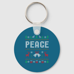 Peace I Come In Peace Couple Matching Ugly Christm Key Ring