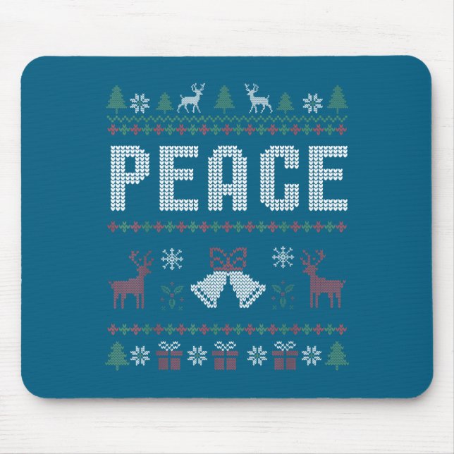 Peace I Come In Peace Couple Matching Ugly Christm Mouse Mat (Front)