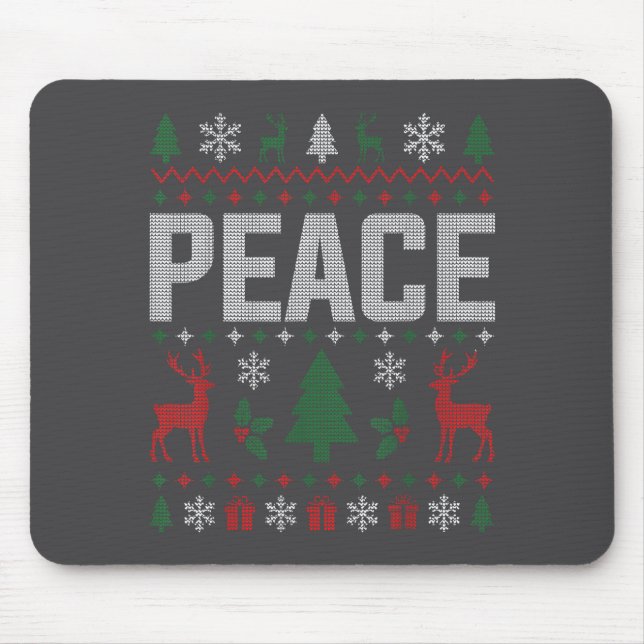 Peace I Come In Peace Couple Matching Ugly Christm Mouse Mat (Front)