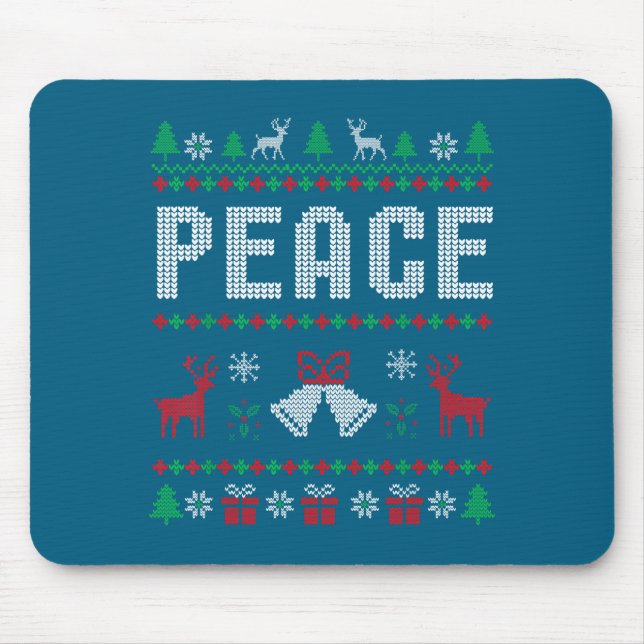 Peace I Come In Peace Couple Matching Ugly Christm Mouse Mat (Front)