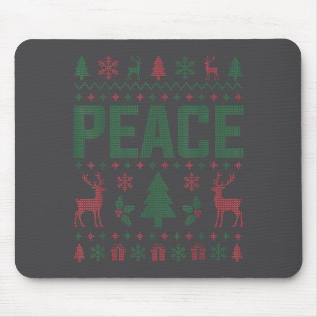 Peace I Come In Peace Couple Matching Ugly Christm Mouse Mat (Front)