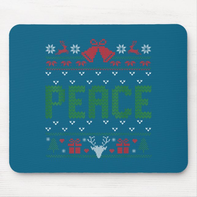 Peace I Come In Peace Couple Matching Ugly Christm Mouse Mat (Front)