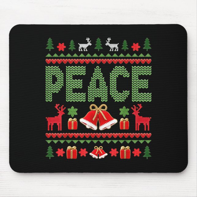Peace I Come In Peace Couple Matching Ugly Christm Mouse Mat (Front)
