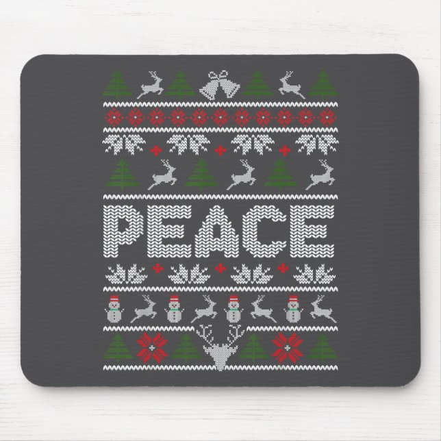 Peace I Come In Peace Couple Matching Ugly Christm Mouse Mat (Front)