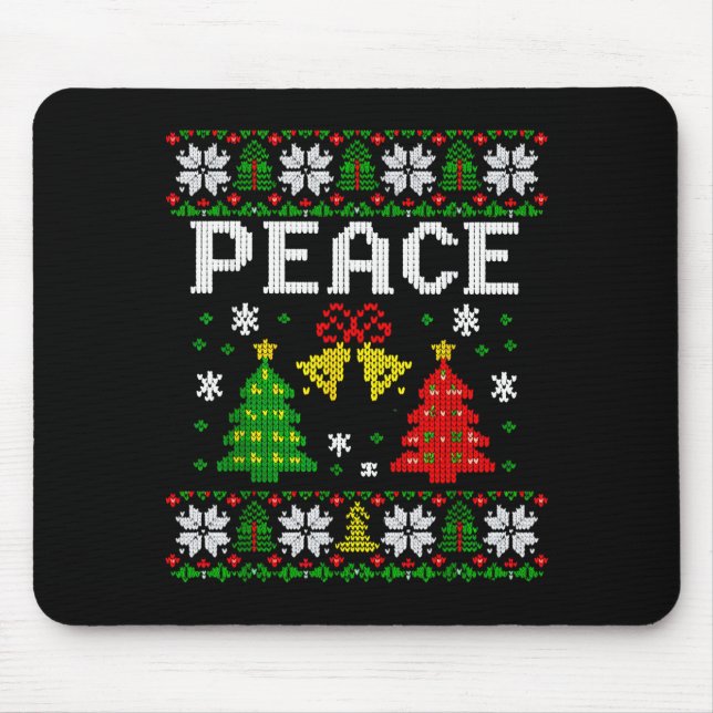 Peace I Come In Peace Couple Matching Ugly Christm Mouse Mat (Front)