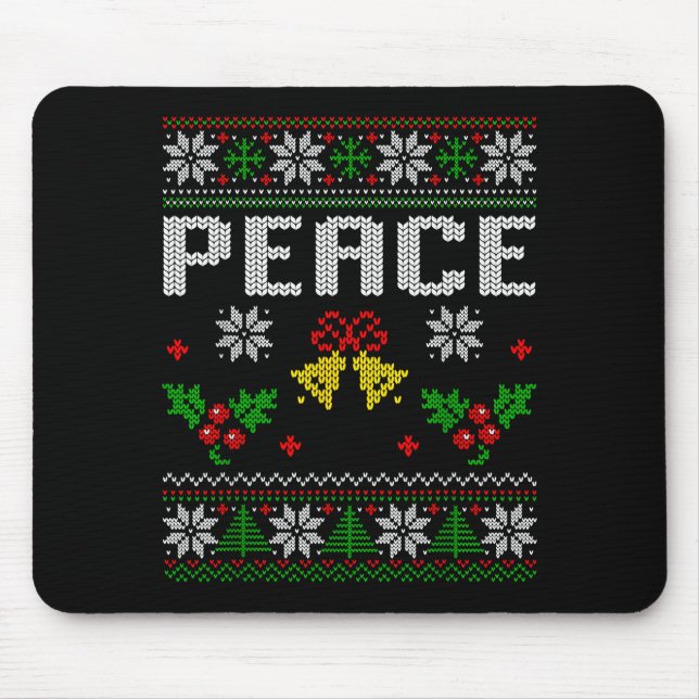 Peace I Come In Peace Couple Matching Ugly Christm Mouse Mat (Front)