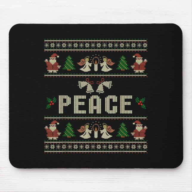 Peace I Come In Peace Couple Matching Ugly Christm Mouse Mat (Front)
