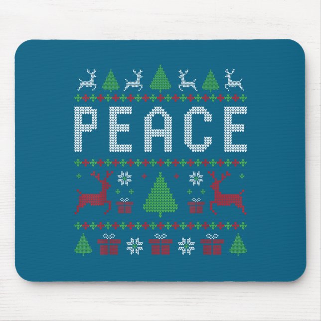 Peace I Come In Peace Couple Matching Ugly Christm Mouse Mat (Front)