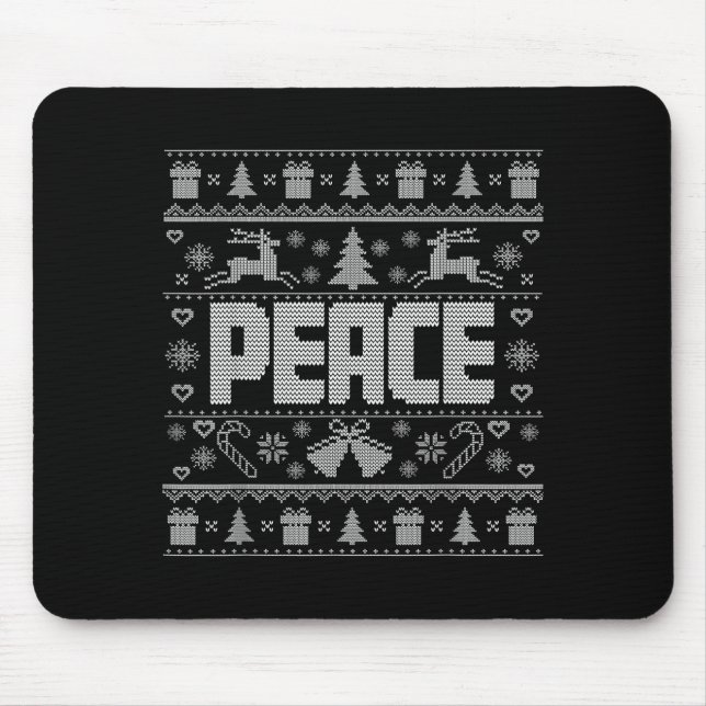 Peace I Come In Peace Couple Matching Ugly Christm Mouse Mat (Front)