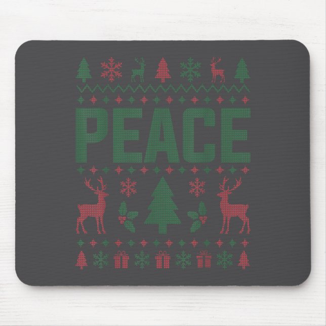 Peace I Come In Peace Couple Matching Ugly Christm Mouse Mat (Front)