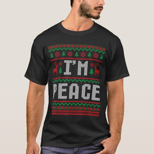 Peace I Come In Peace Couple Matching Ugly Christm T-Shirt (Front)