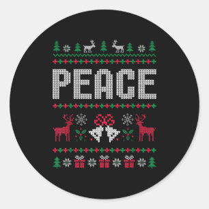 Peace I Come In Peace Matching Couple Ugly Merry C Classic Round Sticker
