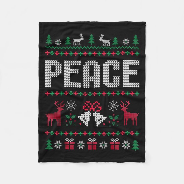 Peace I Come In Peace Matching Couple Ugly Merry C Fleece Blanket (Front)