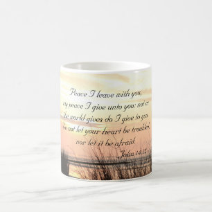 Peace I leave with you, Bible Verse Ocean Sunset Coffee Mug