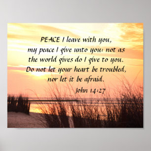 Peace I leave with you, Bible Verse Ocean Sunset Poster