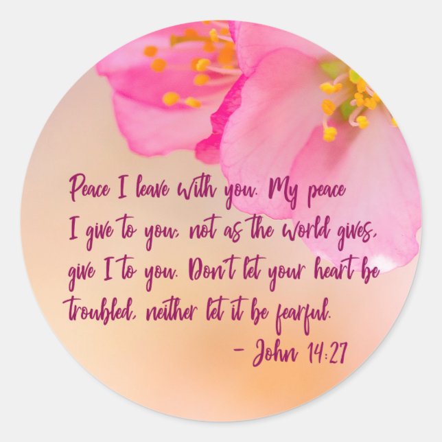 Peace I Leave With You Christian Floral Classic Round Sticker (Front)