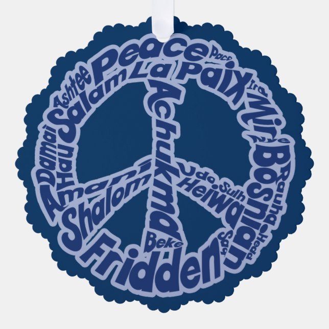 Peace in all Languages Tree Decoration Card (Front)