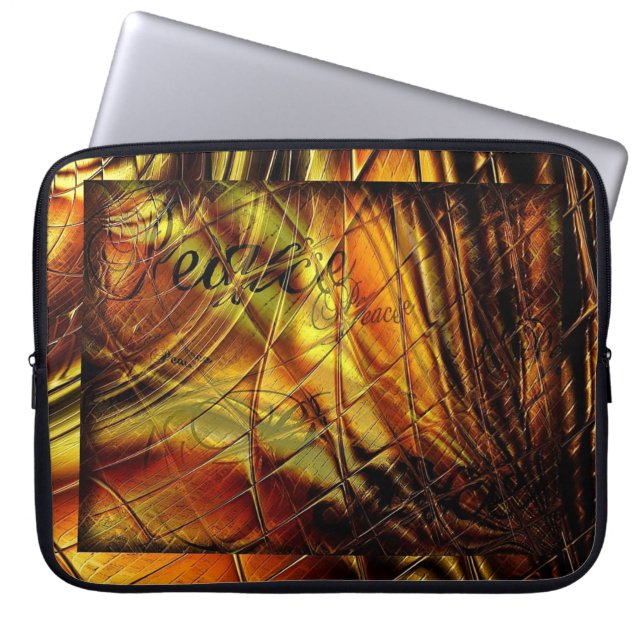 Peace in Bronze and Gold Laptop Computer Sleeve (Front)