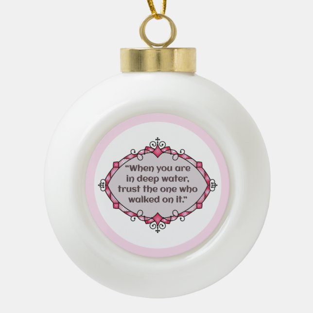 Peace in deep waters ceramic ball christmas ornament (Front)