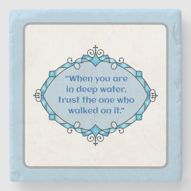 Peace in deep waters stone coaster (Front)