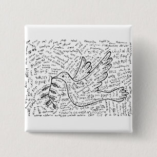 Peace in every language 15 cm square badge