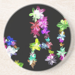"PEACE" in Flowers Art Print Coaster