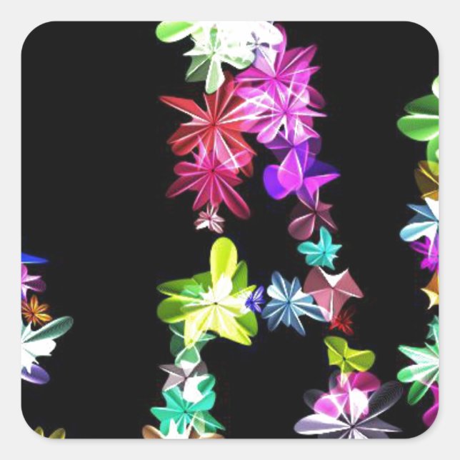 "PEACE" in Flowers Art Print  Customise Product Square Sticker (Front)