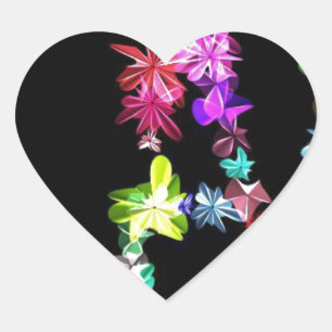 "PEACE" in Flowers Art Print Heart Sticker