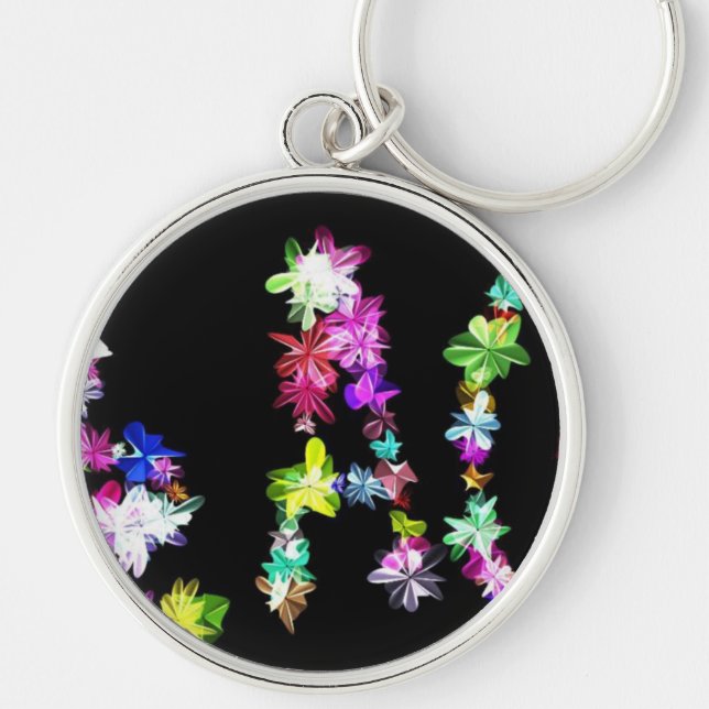 "PEACE" in Flowers Art Print Key Ring (Front)