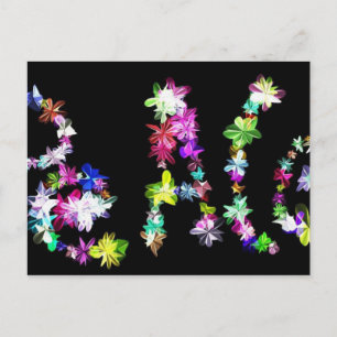 "PEACE" in Flowers Art Print Postcard