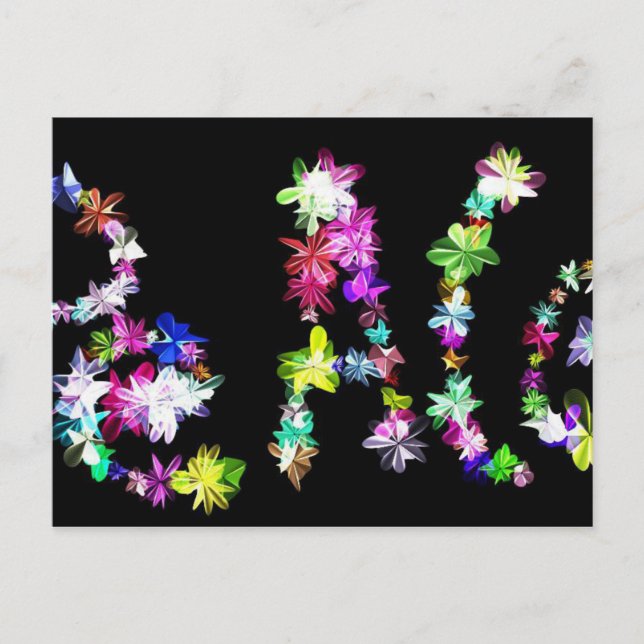 "PEACE" in Flowers Art Print Postcard (Front)