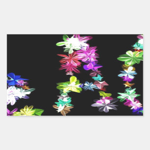 "PEACE" in Flowers Art Print Rectangular Sticker