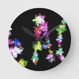 "PEACE" in Flowers Art Print Round Clock