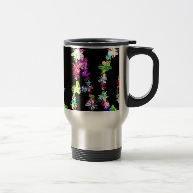 "PEACE" in Flowers Art Print Travel Mug (Right)
