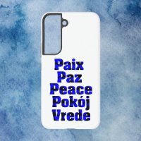 Peace in Foreign Languages Hearts Blue Black