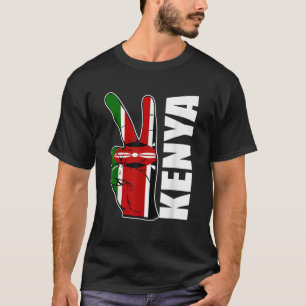 Peace In Kenya Kenya Flag With Victory Symbol Love T-Shirt