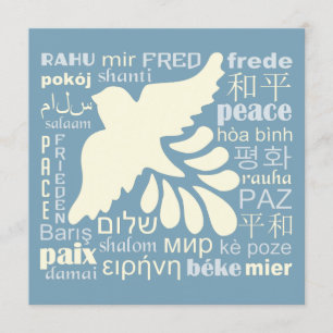 PEACE in languages custom card / invitation